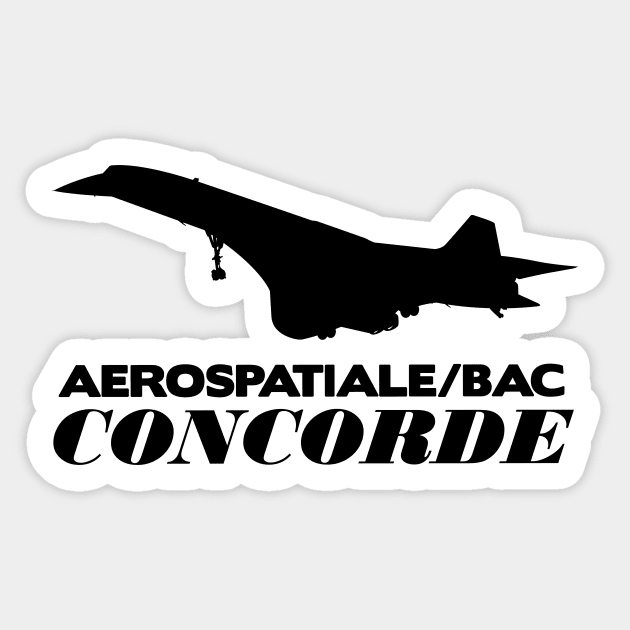 Aerospatiale-BAC Concorde Silhouette Print (Black) Sticker by TheArtofFlying